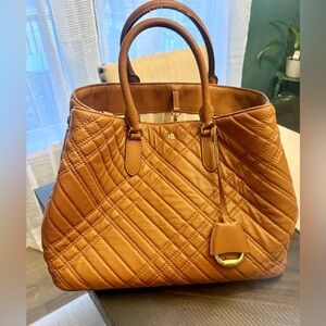 Ralph Lauren Quilted Tote in Warm Tan Leather